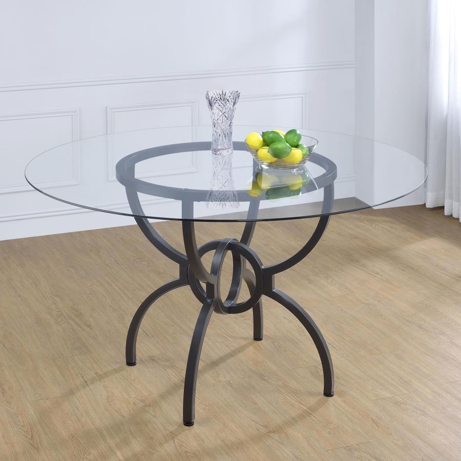 (image for) Aviano Round 48-inch Glass Top Metal Dining Table Gunmetal