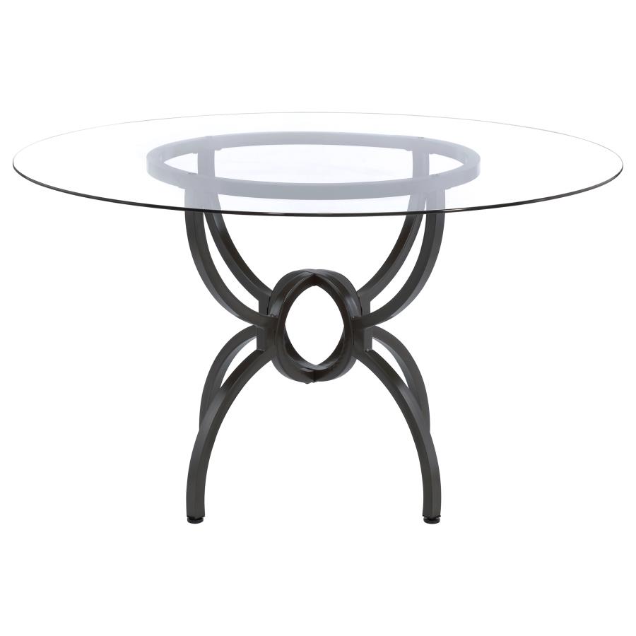 (image for) Aviano Round 48-inch Glass Top Metal Dining Table Gunmetal