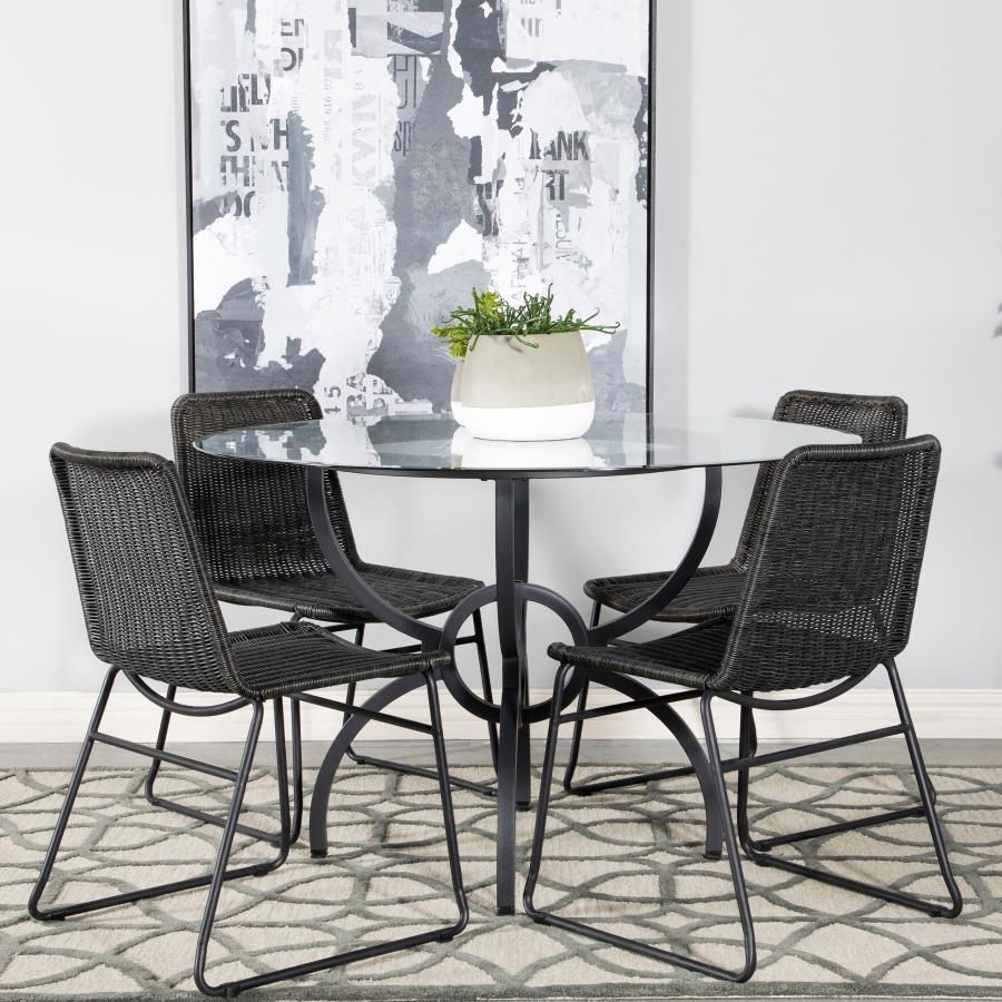 (image for) Aviano Round 48-inch Glass Top Metal Dining Table Gunmetal