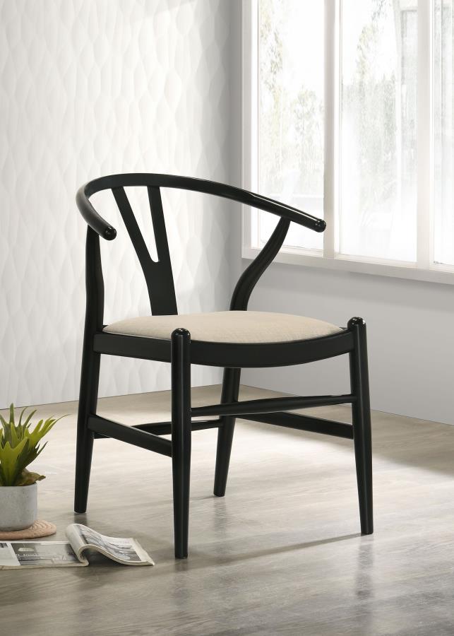 (image for) Crestmont Wood Wishbone Dining Side Chair Black (Set of 2)