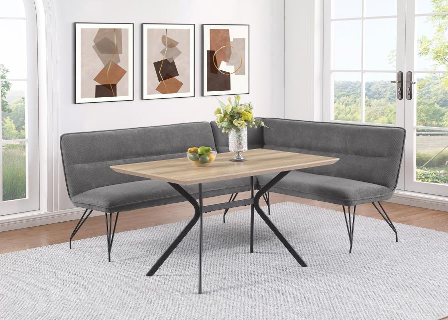 (image for) Dodson Fabric Upholstered L-Shaped Nook Dining Bench Grey