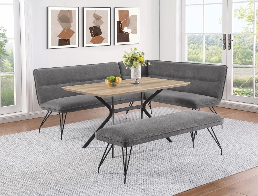 (image for) Dodson Fabric Upholstered L-Shaped Nook Dining Bench Grey