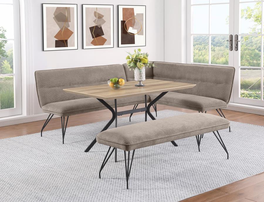 (image for) Dodson Fabric Upholstered L-Shaped Nook Dining Bench Taupe