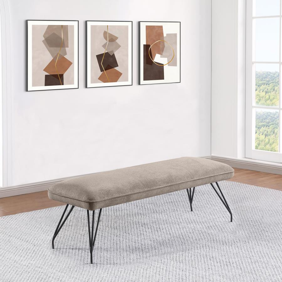 (image for) Dodson Fabric Upholstered Dining Bench Taupe 