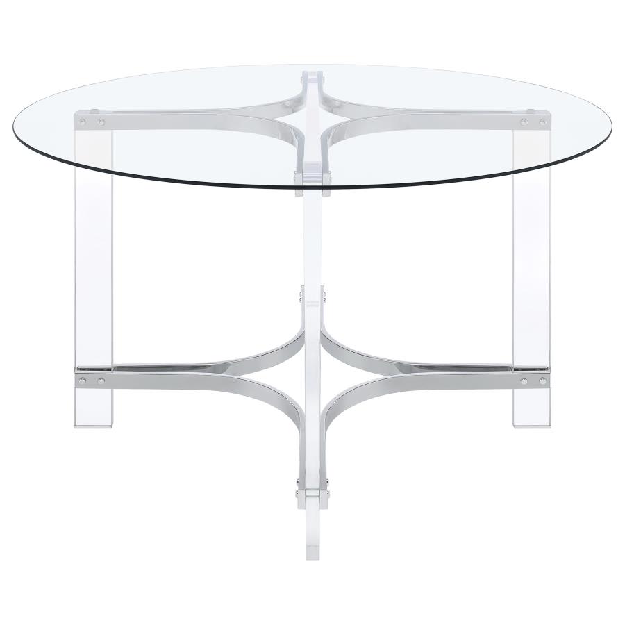 (image for) Keeling 47-inch Round Glass Top Acrylic Dining Table Chrome