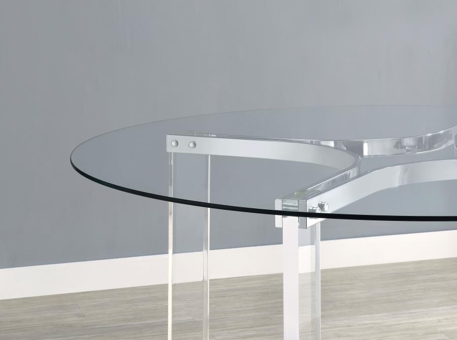 (image for) Keeling 47-inch Round Glass Top Acrylic Dining Table Chrome