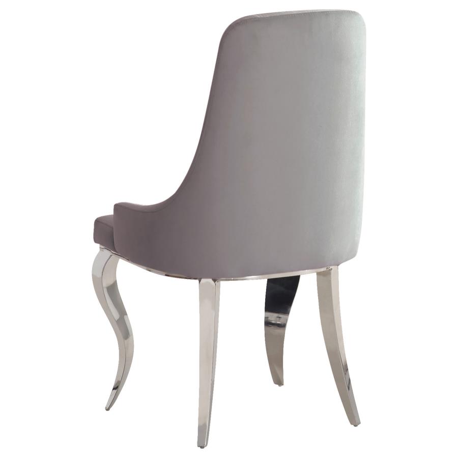 (image for) Antoine Velvet Upholstered Dining Side Chair Grey (Set of 2)