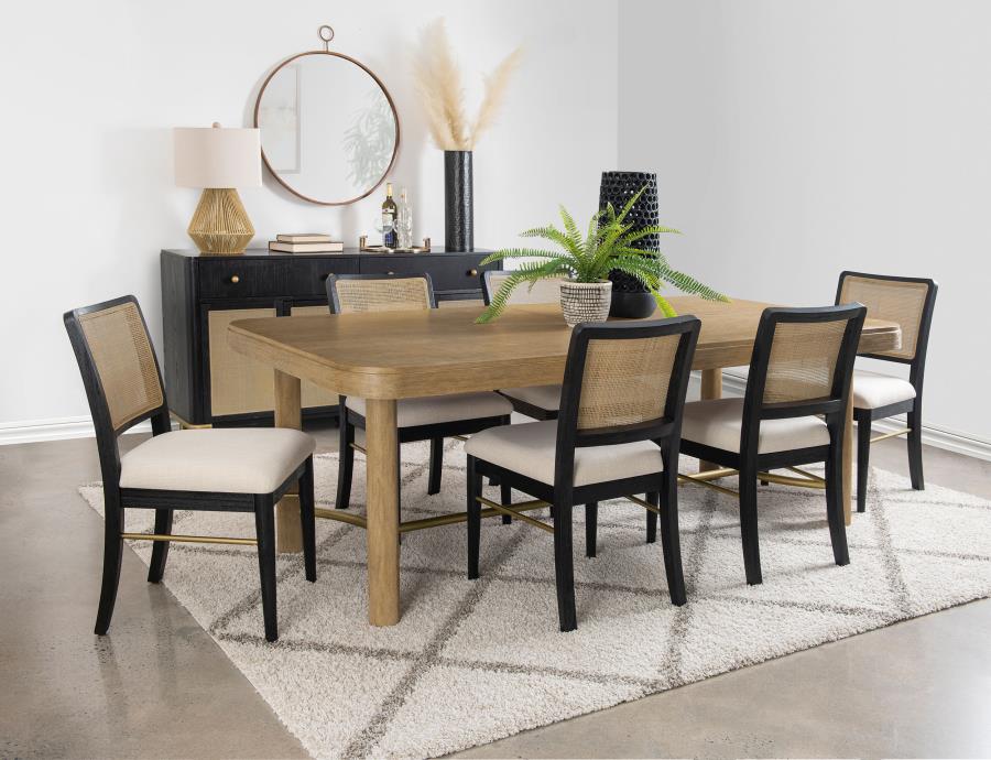 (image for) Arini 7-piece Extension Leaf Dining Table Set Sand Wash and Black