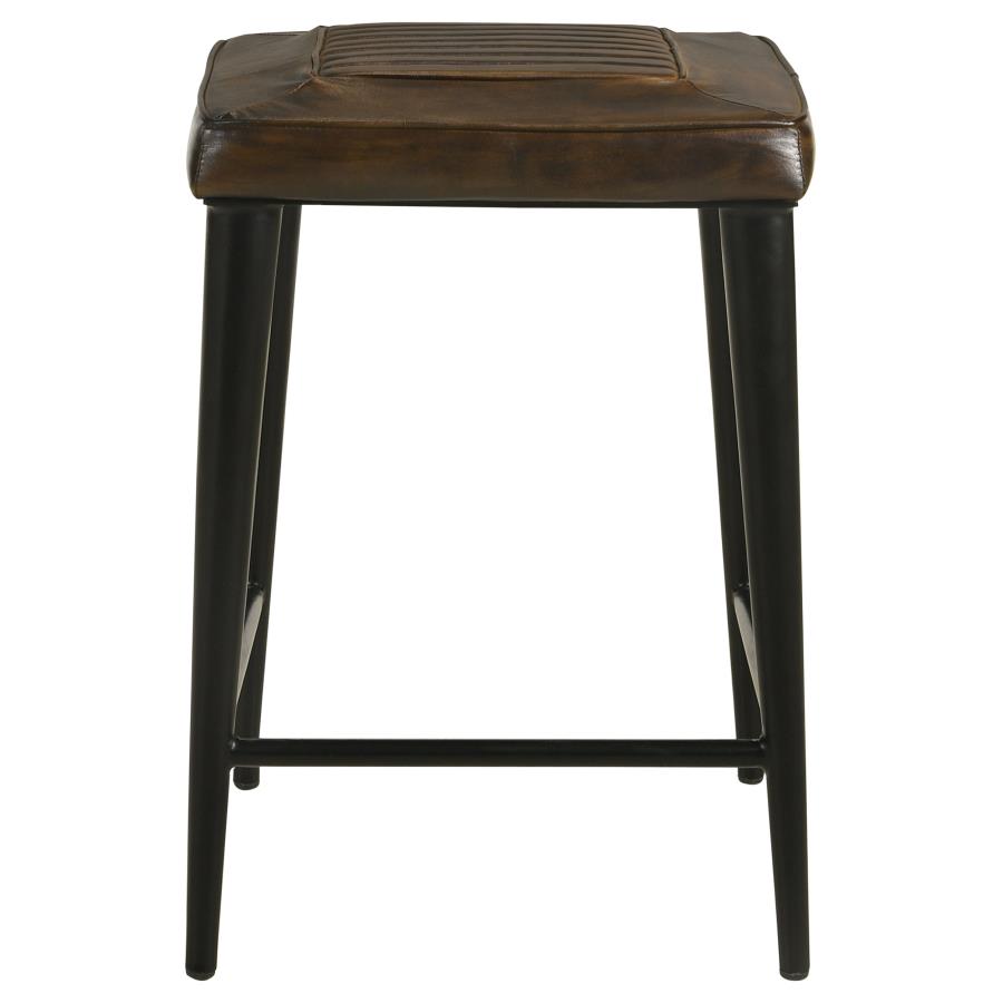 (image for) Alvaro Leather Upholstered Counter Stool Brown (Set of 2)