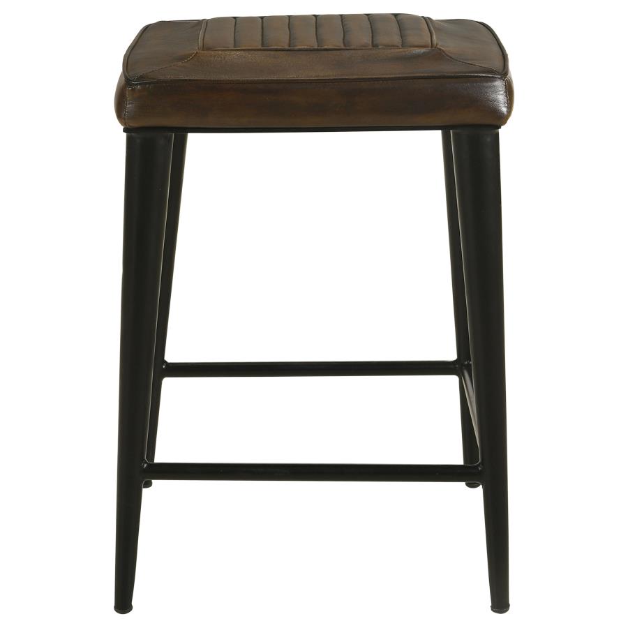 (image for) Alvaro Leather Upholstered Counter Stool Brown (Set of 2)