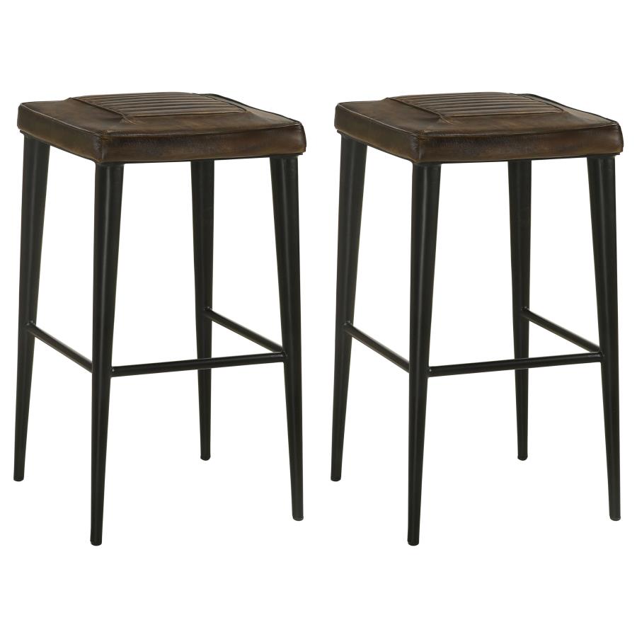 (image for) Alvaro Leather Upholstered Bar Stool Brown (Set of 2) - Click Image to Close