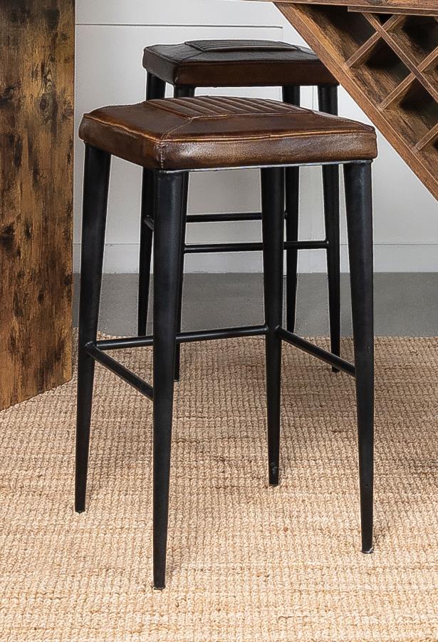 (image for) Alvaro Leather Upholstered Bar Stool Brown (Set of 2)