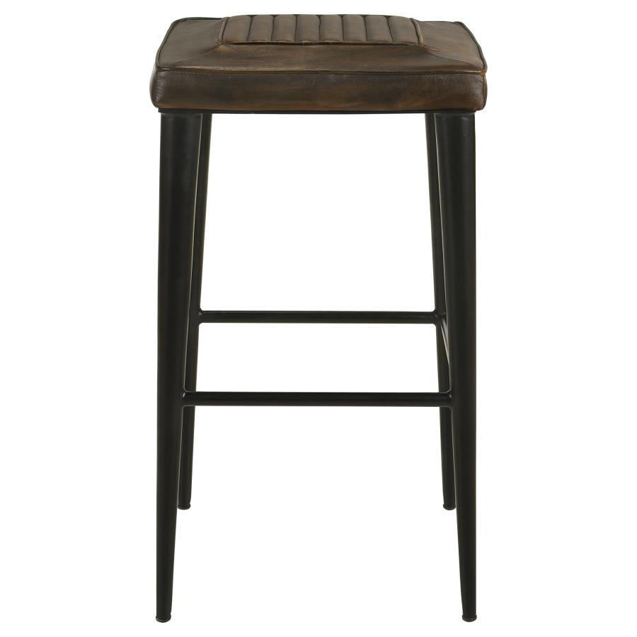 (image for) Alvaro Leather Upholstered Bar Stool Brown (Set of 2)