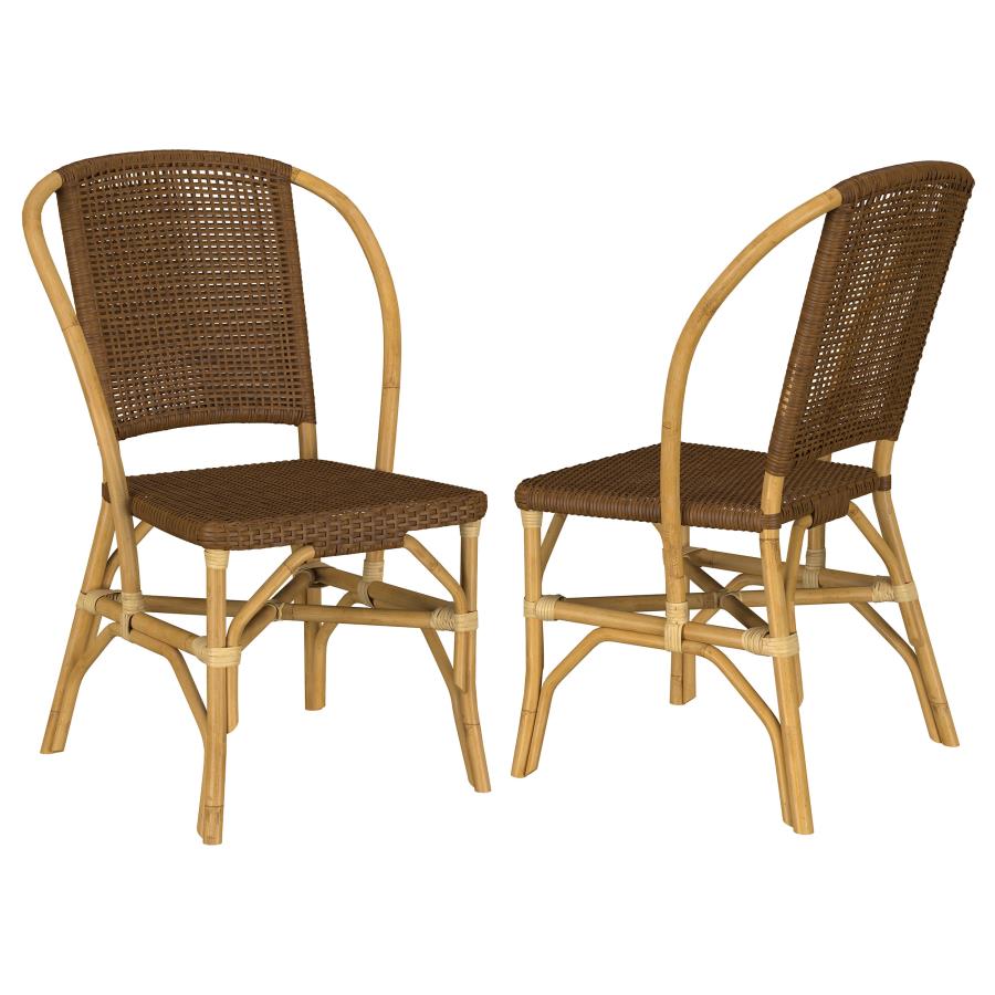(image for) Lexley Woven Rattan Dining Side Chair Brown (Set of 2)