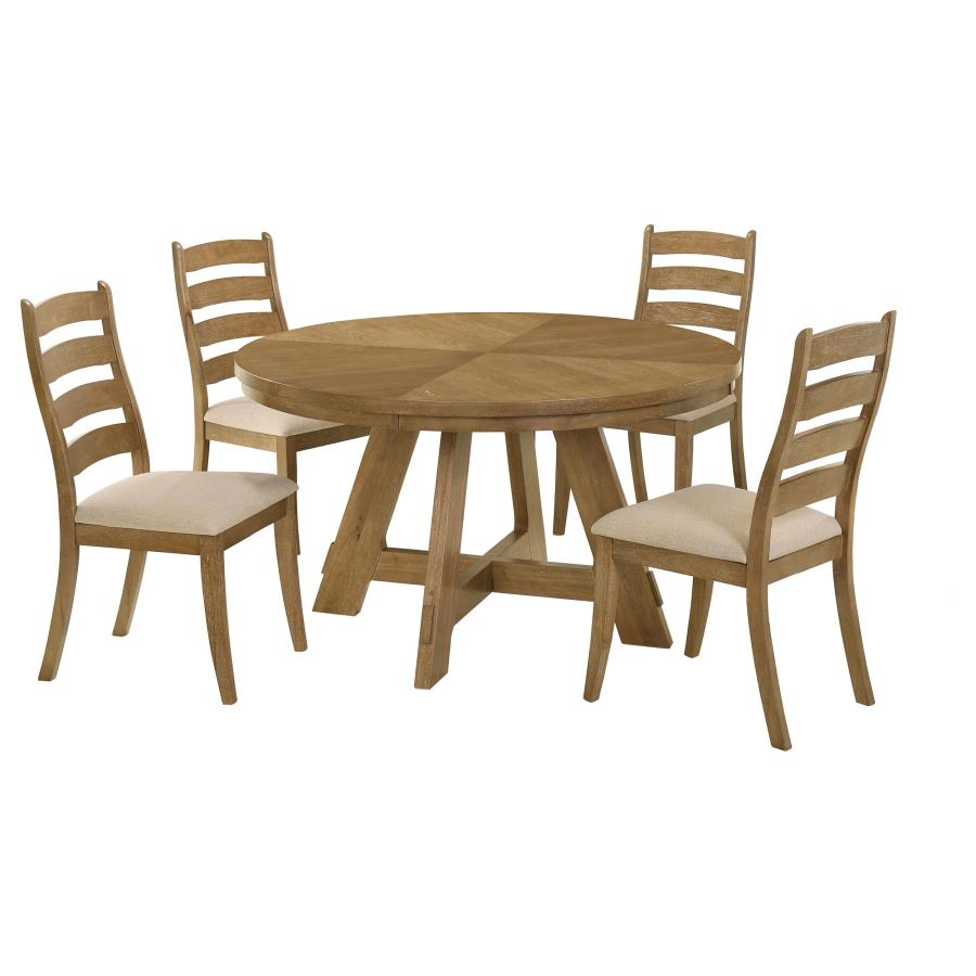 (image for) Danvers 5-piece Dining Table Set Brown Oak and Beige