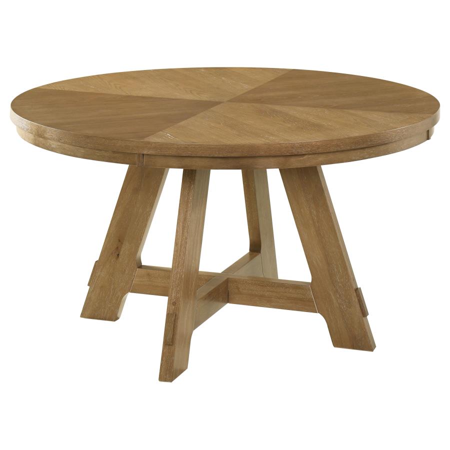 (image for) Danvers Round 54-inch Wood Dining Table Brown Oak