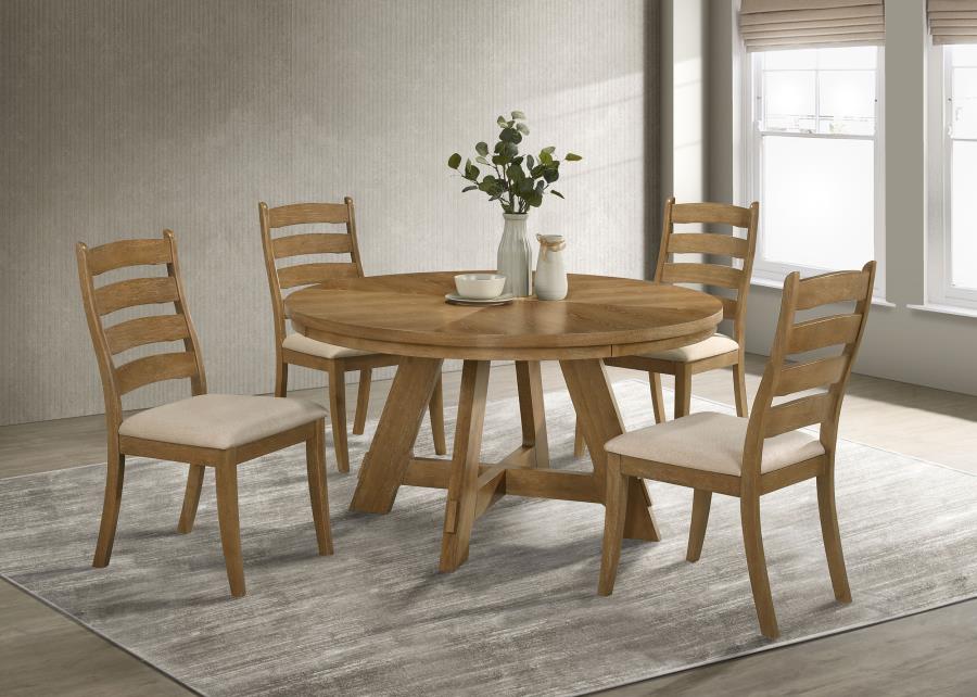 (image for) Danvers Round 54-inch Wood Dining Table Brown Oak