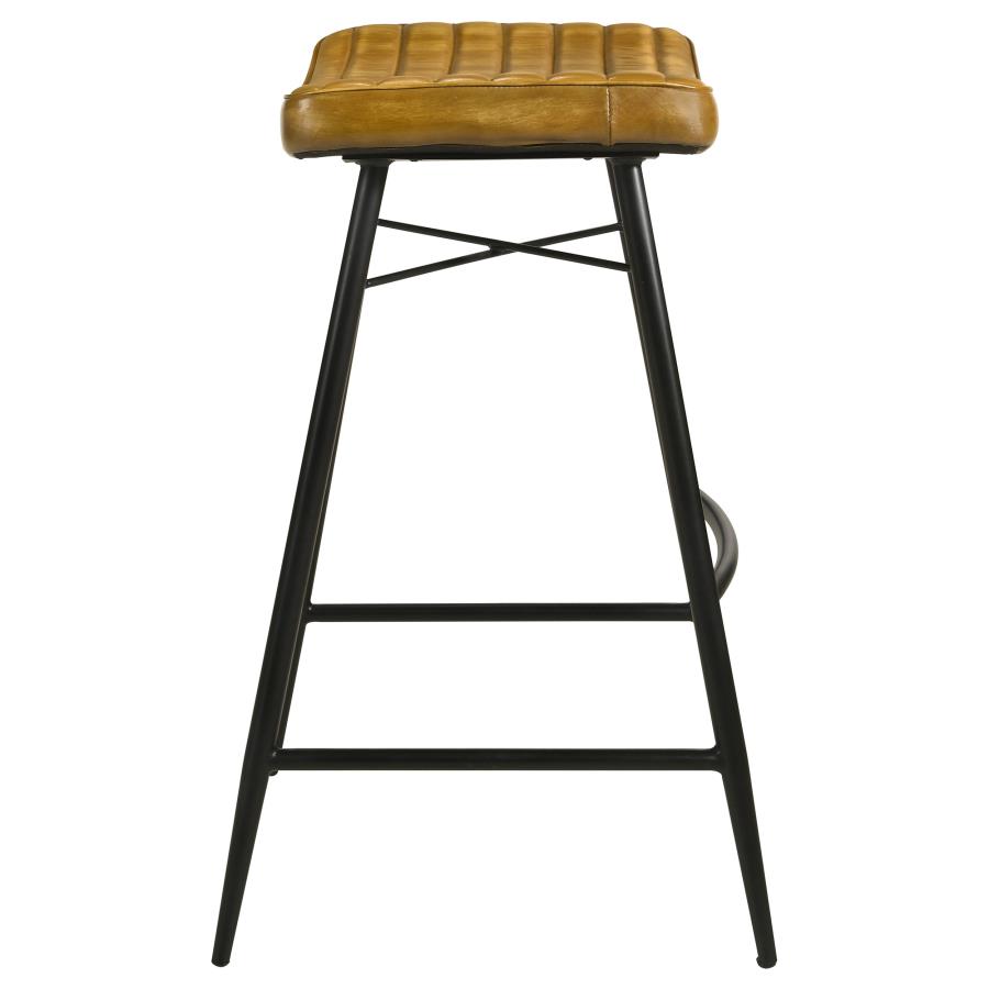 (image for) Bayu Leather Upholstered Bar Stool Antique Camel (Set of 2)