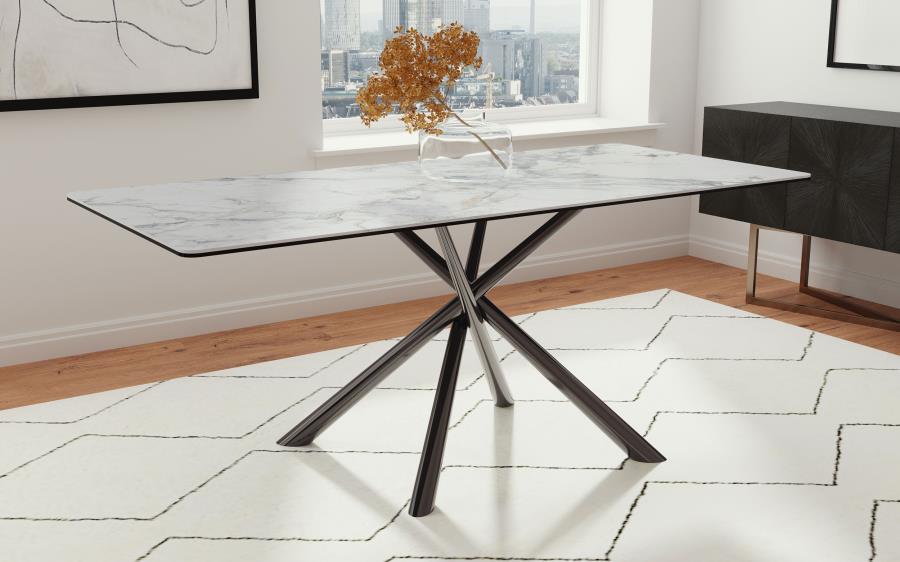 (image for) Carvell Rectangular Sintered Stone Dining Table Mirage White