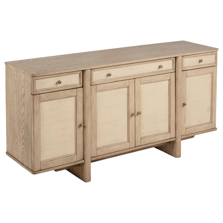 (image for) Kailani 4-door Cane Sideboard Buffet Cabinet Beige Oak