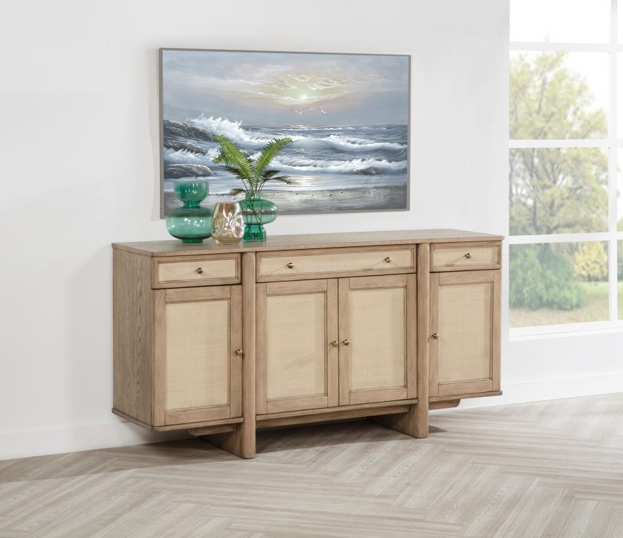 (image for) Kailani 4-door Cane Sideboard Buffet Cabinet Beige Oak