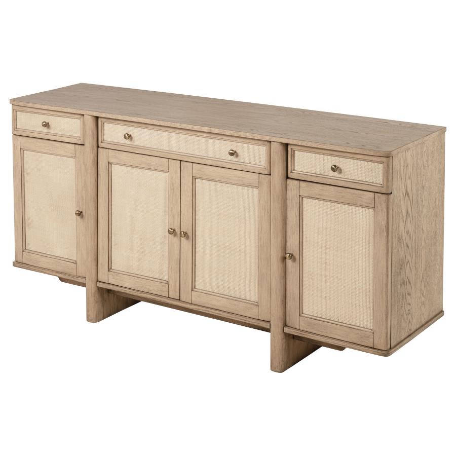 (image for) Kailani 4-door Cane Sideboard Buffet Cabinet Beige Oak