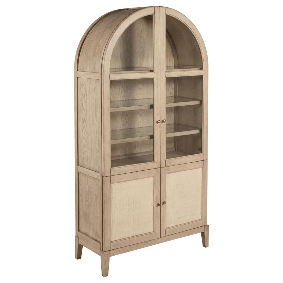 (image for) Kailani 4-Door Cane Dining Vitrine Display Cabinet Beige Oak