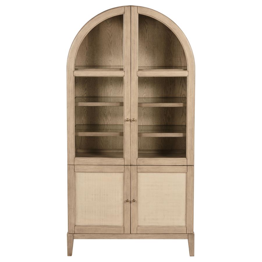 (image for) Kailani 4-Door Cane Dining Vitrine Display Cabinet Beige Oak