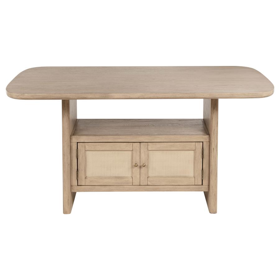 (image for) Kailani Cane Counter Height Storage Dining Table Beige Oak