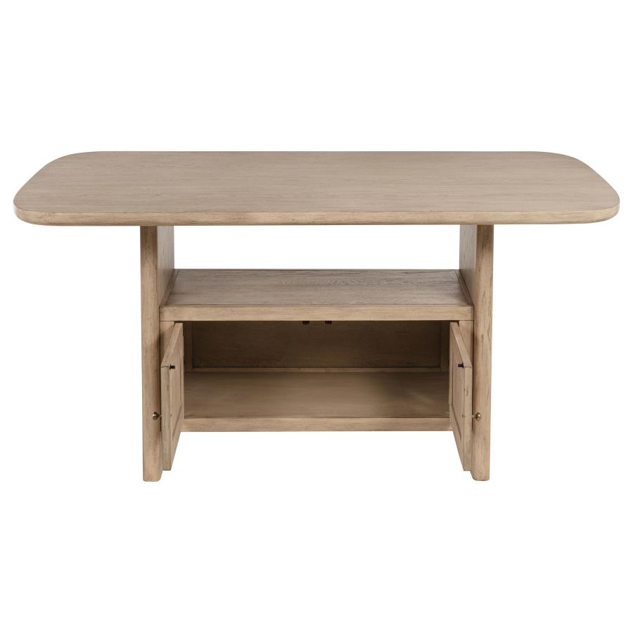 (image for) Kailani Cane Counter Height Storage Dining Table Beige Oak