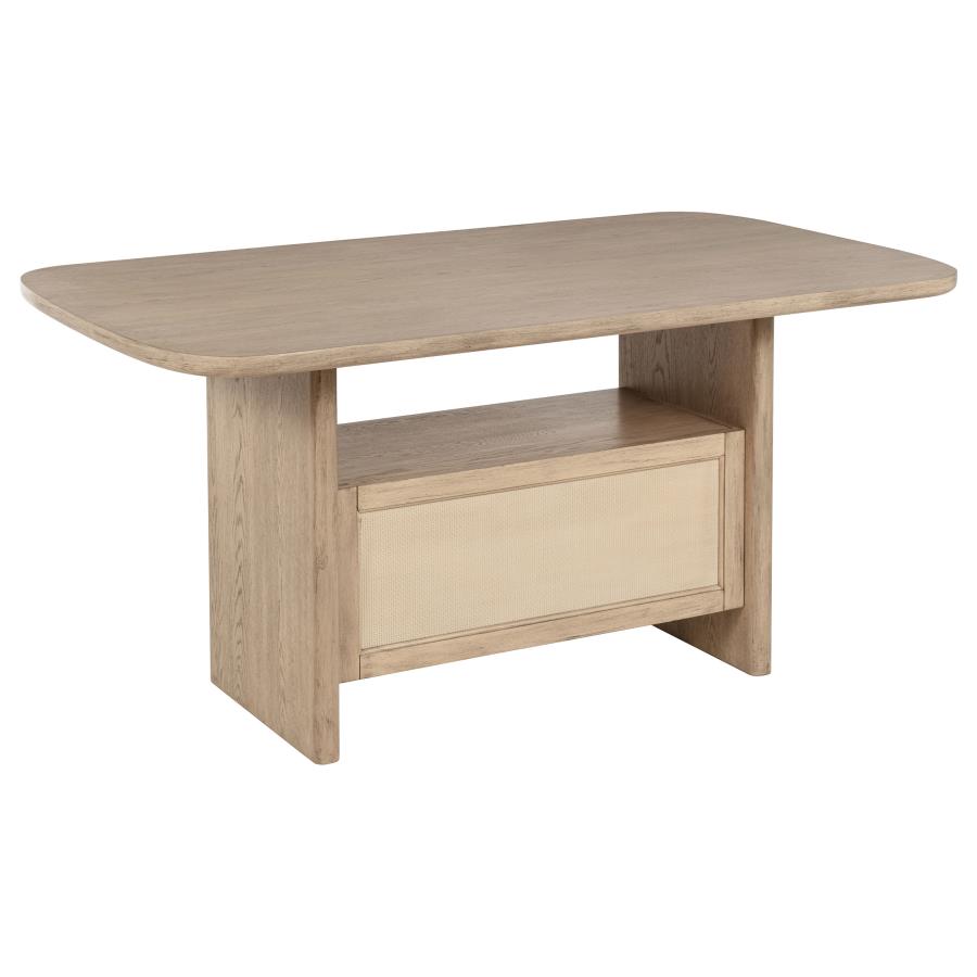 (image for) Kailani Cane Counter Height Storage Dining Table Beige Oak