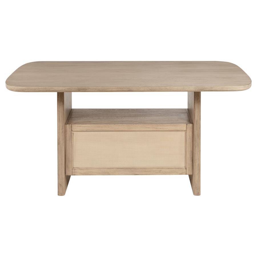 (image for) Kailani Cane Counter Height Storage Dining Table Beige Oak