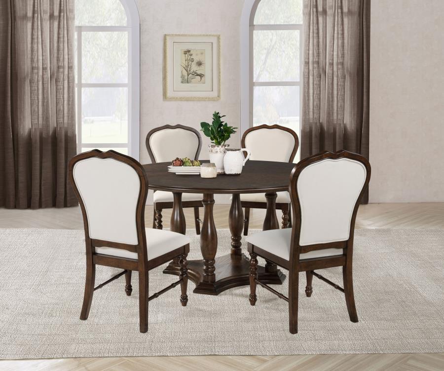 (image for) Landon 5-piece 60-inch Round Dining Table Set Rich Brown - Click Image to Close