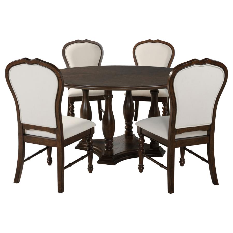 (image for) Landon 5-piece 60-inch Round Dining Table Set Rich Brown