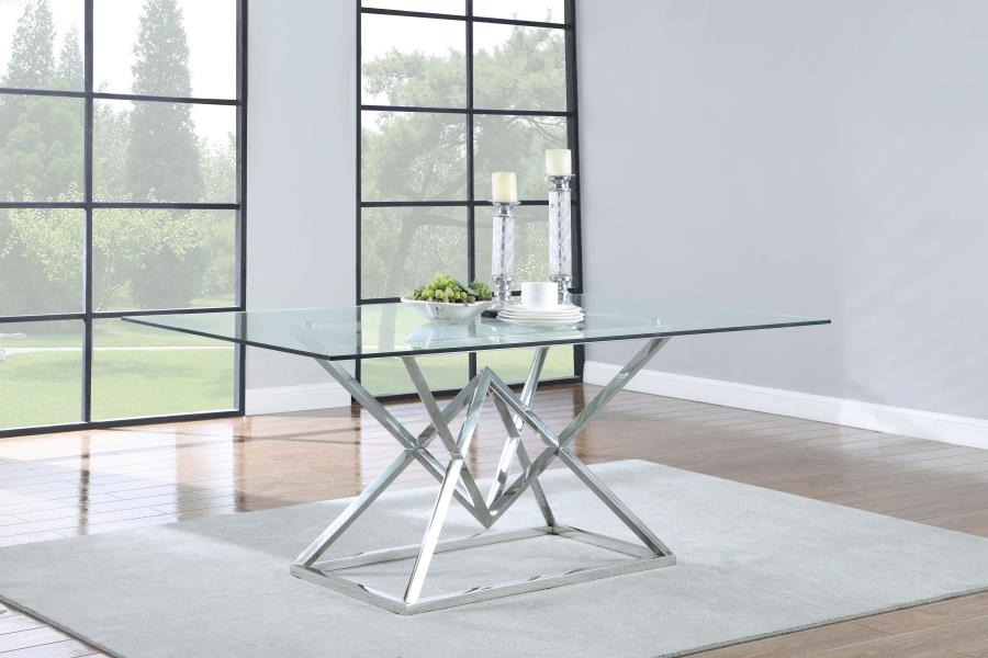 (image for) Beaufort Rectangular 71-inch Glass Top Dining Table Chrome