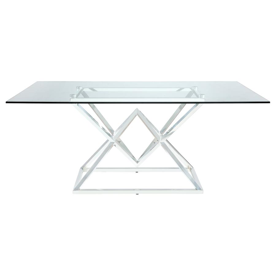 (image for) Beaufort Rectangular 71-inch Glass Top Dining Table Chrome