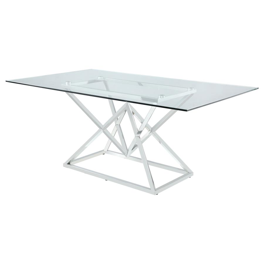 (image for) Beaufort Rectangular 71-inch Glass Top Dining Table Chrome