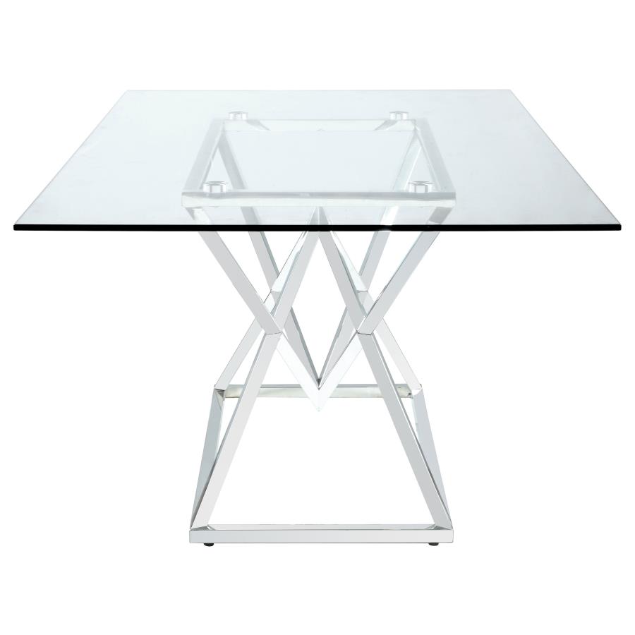 (image for) Beaufort Rectangular 71-inch Glass Top Dining Table Chrome