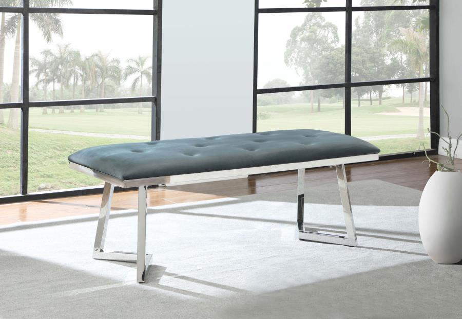 (image for) Beaufort Velvet Upholstered Dining Bench Steel Grey