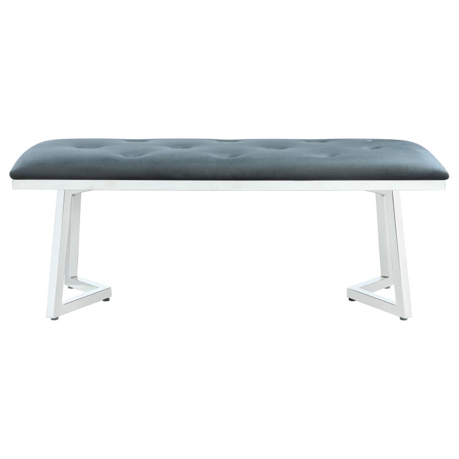 (image for) Beaufort Velvet Upholstered Dining Bench Steel Grey