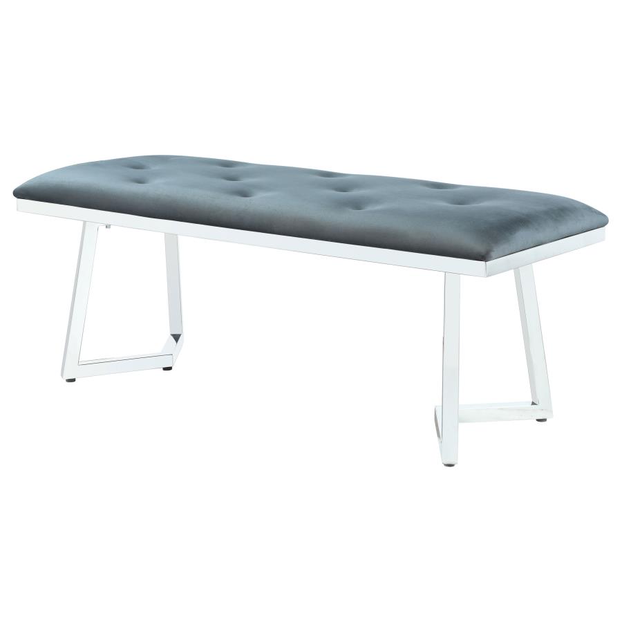 (image for) Beaufort Velvet Upholstered Dining Bench Steel Grey