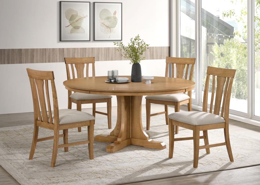 (image for) Hartville 5-piece Round Dining Table Set Natural Light Brown