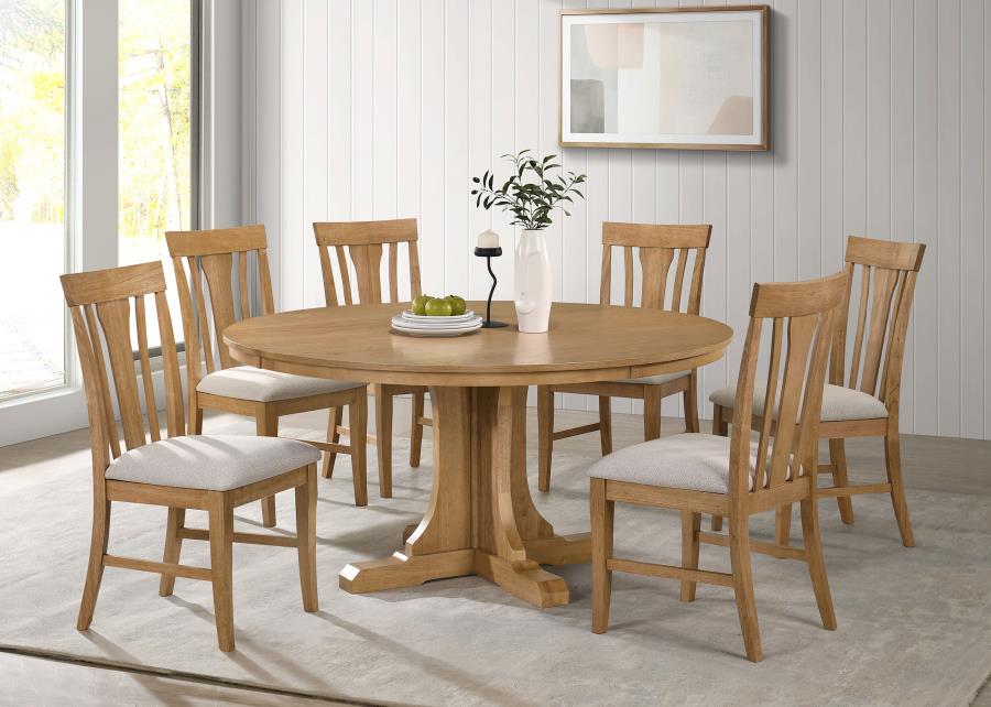 (image for) Hartville 7-piece Round Dining Table Set Natural Light Brown