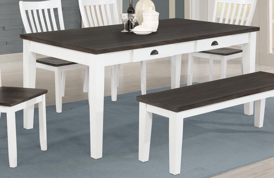 (image for) Kingman 72-inch 4-drawer Dining Table Distressed White