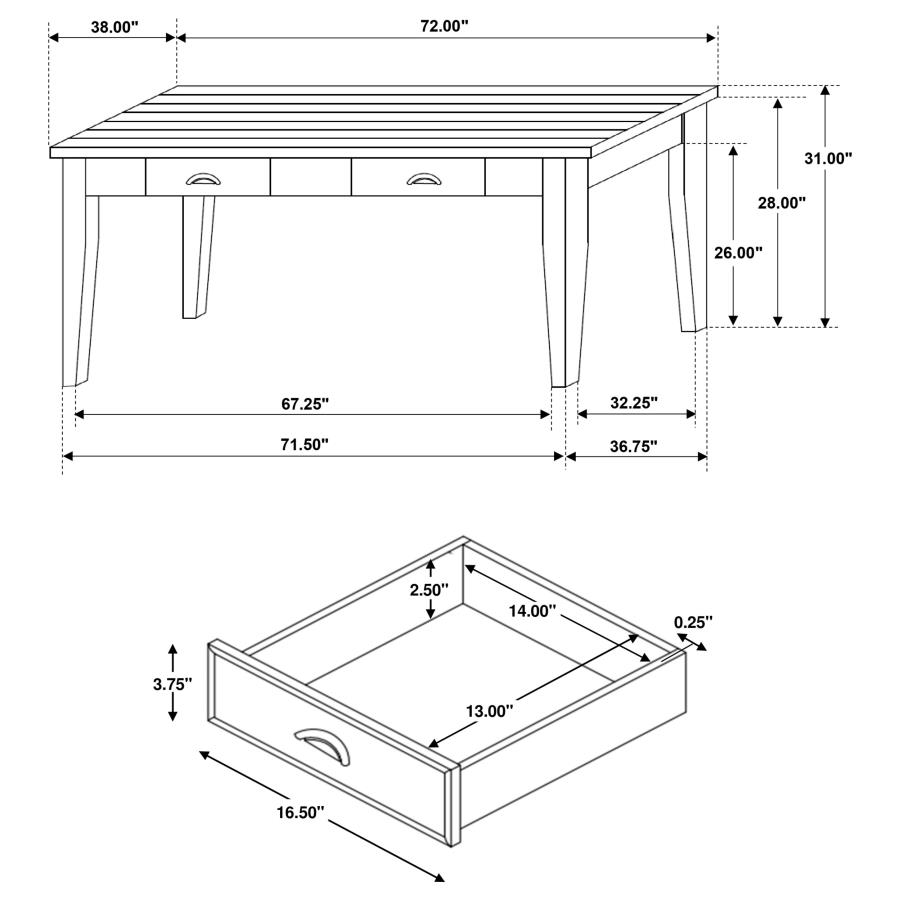 (image for) Kingman 72-inch 4-drawer Dining Table Distressed White