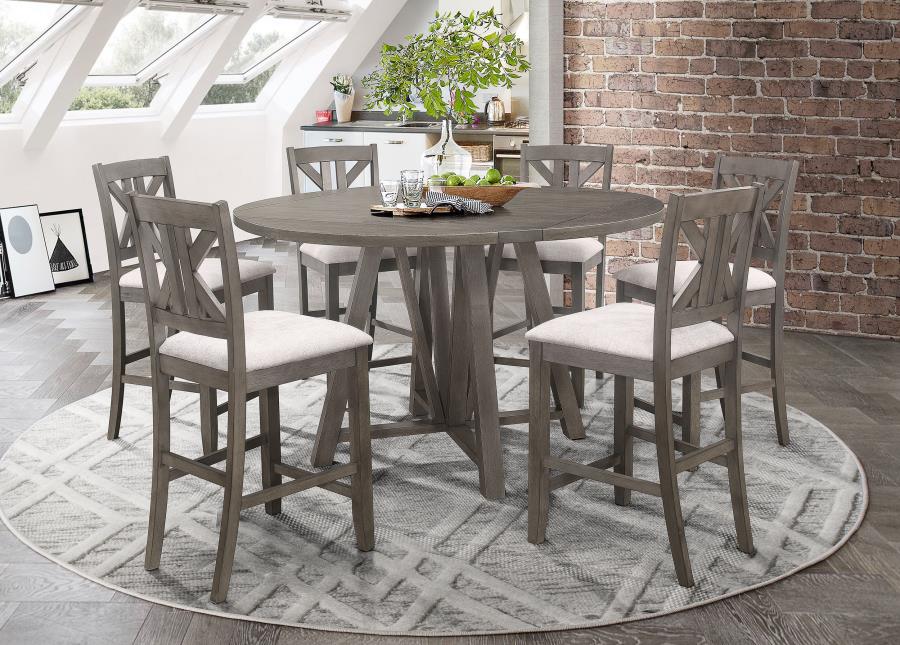 (image for) Athens 7-piece Drop Leaf Counter Height Dining Set Barn Grey