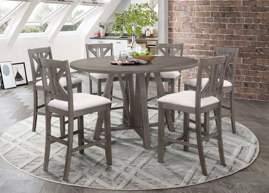 (image for) Athens Round 60-inch Drop Leaf Counter Dining Table Grey