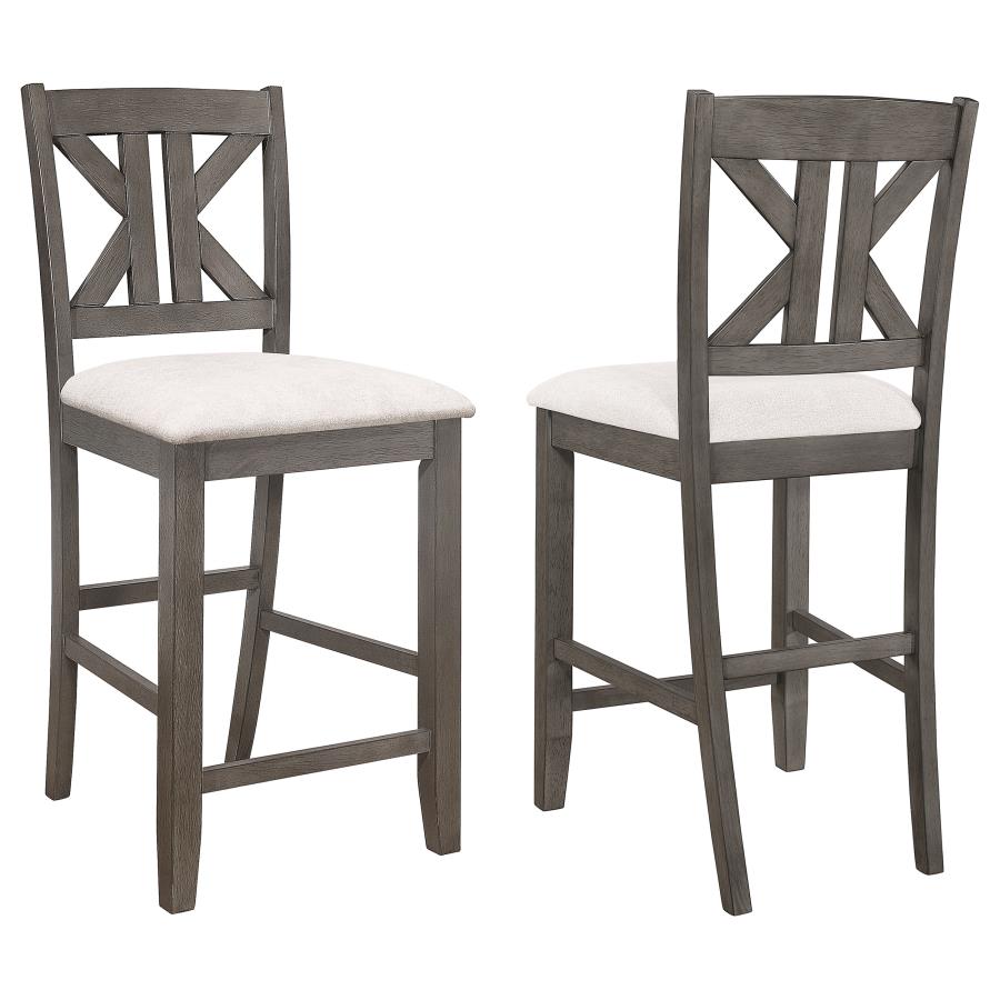 (image for) Athens Wood Counter Chair with Cushion Barn Grey (Set of 2)