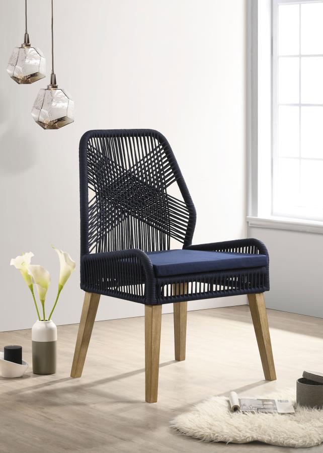 (image for) Nakia Woven Rope Dining Side Chairs Dark Navy (Set of 2)