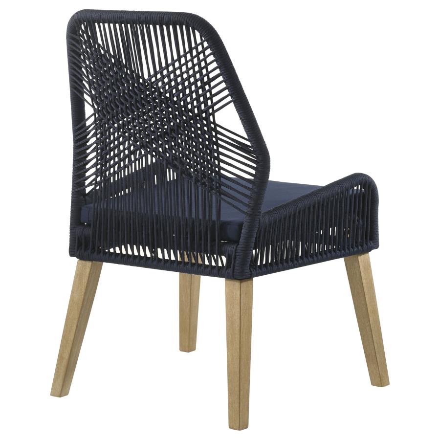 (image for) Nakia Woven Rope Dining Side Chairs Dark Navy (Set of 2)